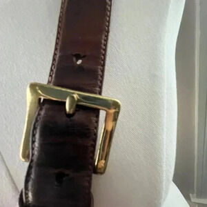 Cole Haan Men 36 Bragano Belt Brown Woven Leather Brass Classic Old Money Modern